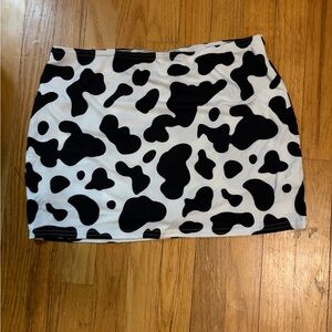 Black and White Cow Print Mini Skirt